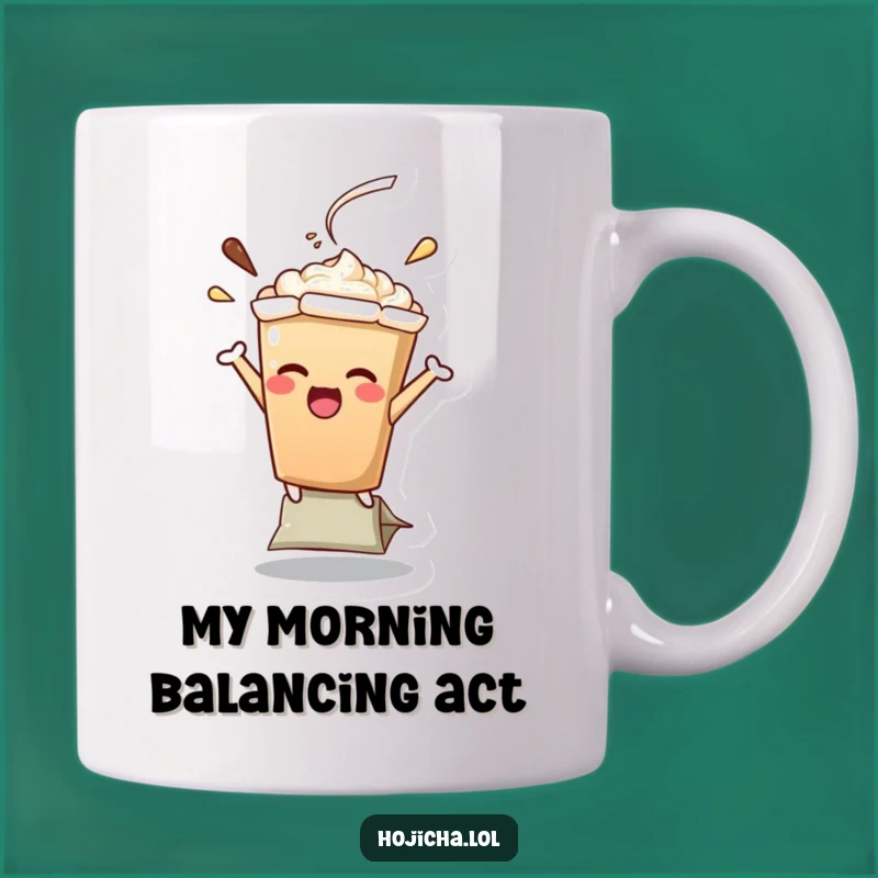 Funny Hojicha Latte Teabag Balance Mug, Perfect Humorous Gift for Latte Lovers
