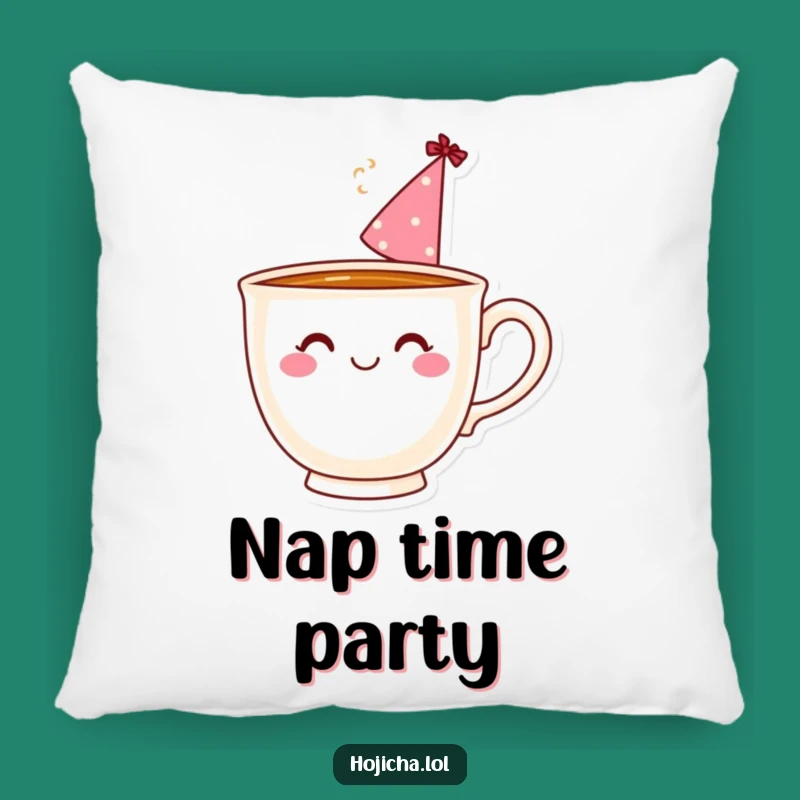 Funny Teacup Party Hat Pillow: Comfy Cheer for Your Cozy Nook