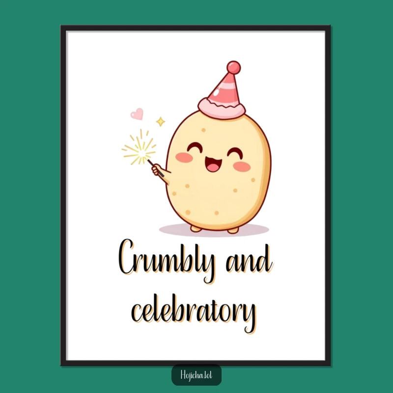 Funny Hojicha Cookie Party Digital Art, Instant Gift for Festive Wall Decor