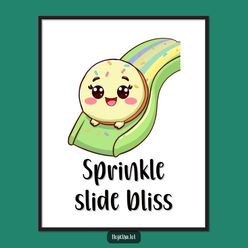 Funny Matcha Cookie Slide Digital Art: Instant Sweet Decor