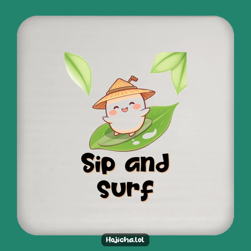 Funny Mochi Surfing Tea Leaf Coaster: Protect Surfaces With Tropical Flair
