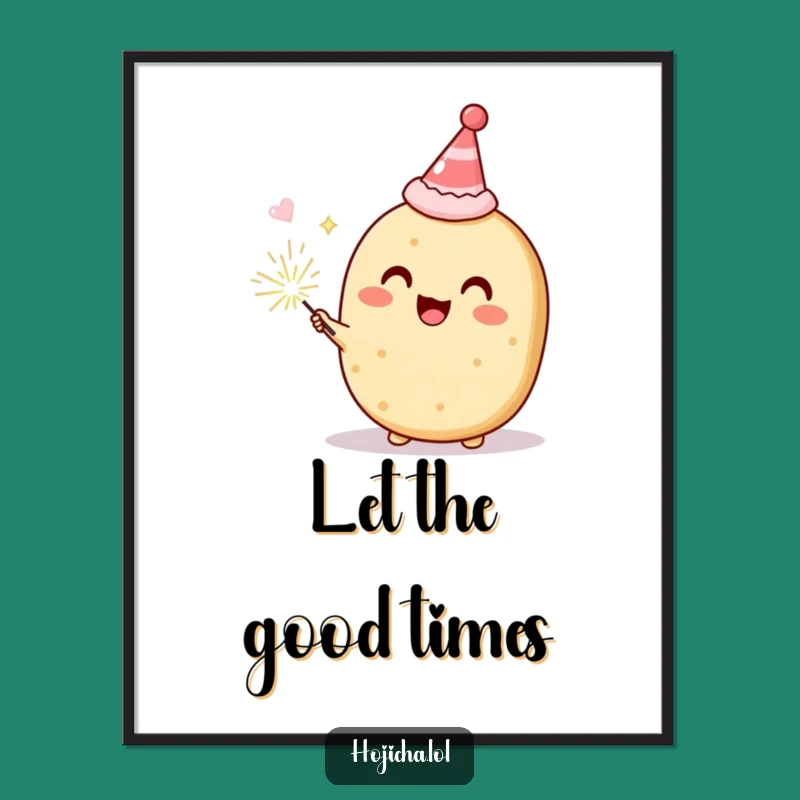 Funny Hojicha Cookie Party Poster, Festive Gift for Whimsical Wall Decor