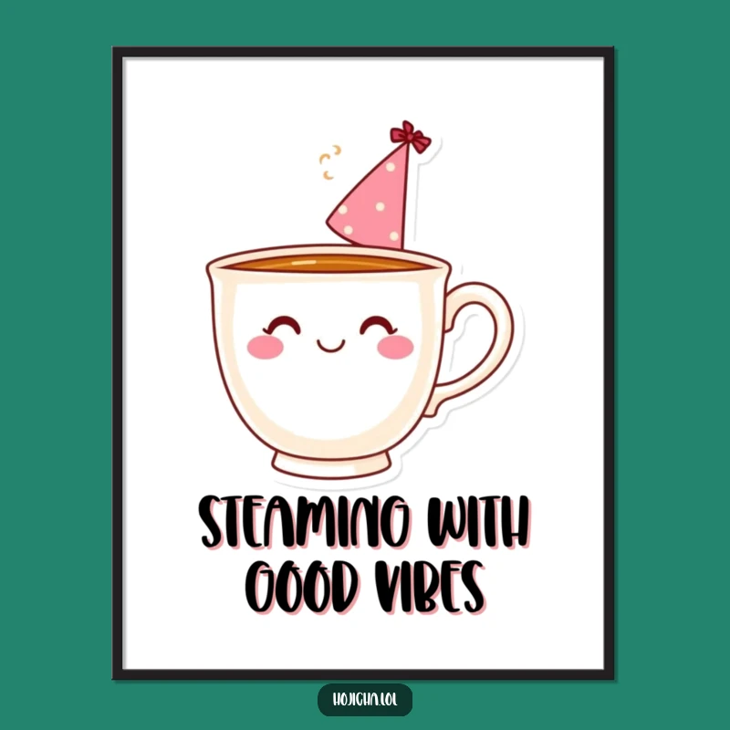 Free Printable Teacup Party Hat Wall Art: Funny Downloadable Art for Cozy Decor