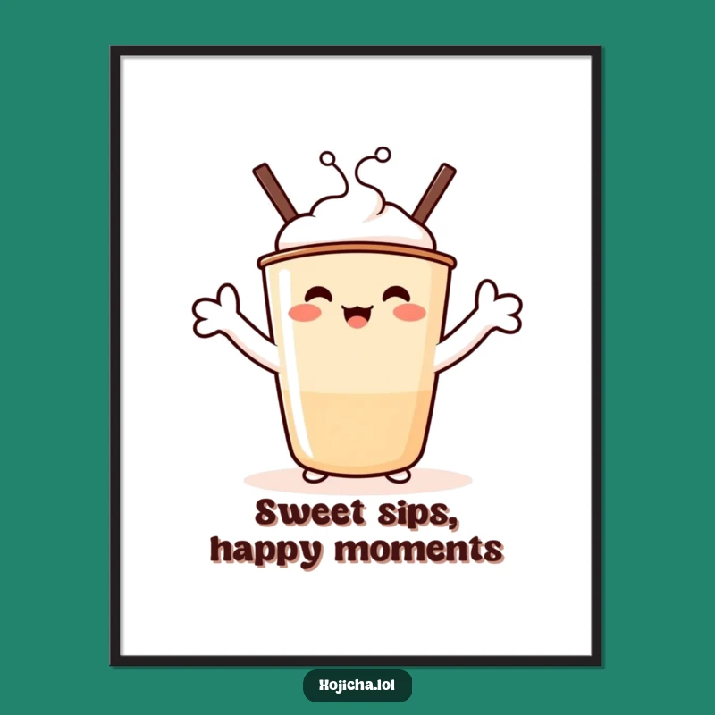 Funny Free Printable Wall Art: Cozy Hojicha Cup Hugs Downloadable Art