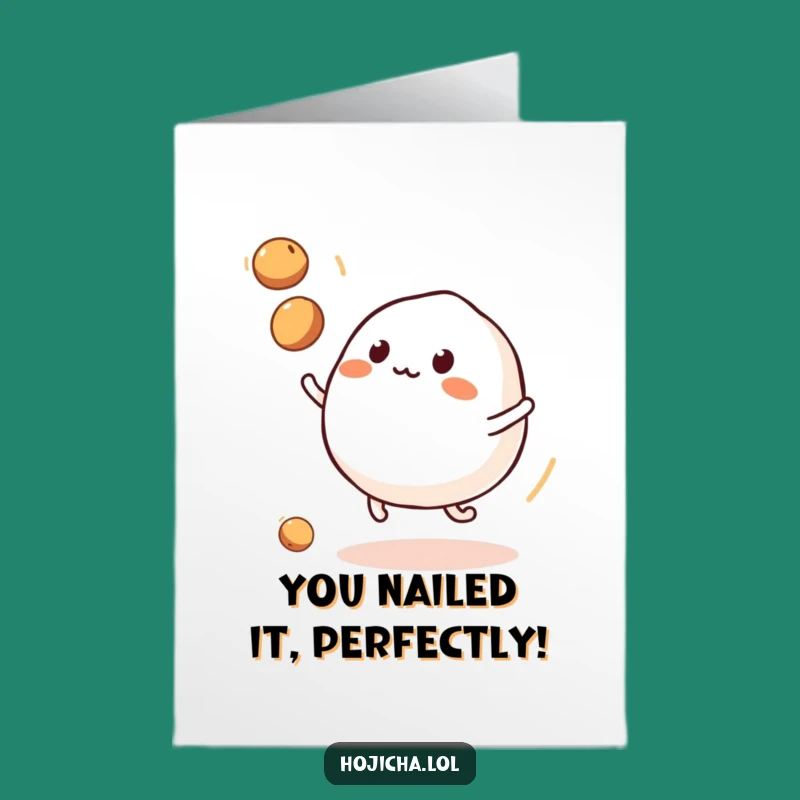 Free Printable Juggling Mochi Congrats Card: Funny Downloadable Gift for Amazing Feats