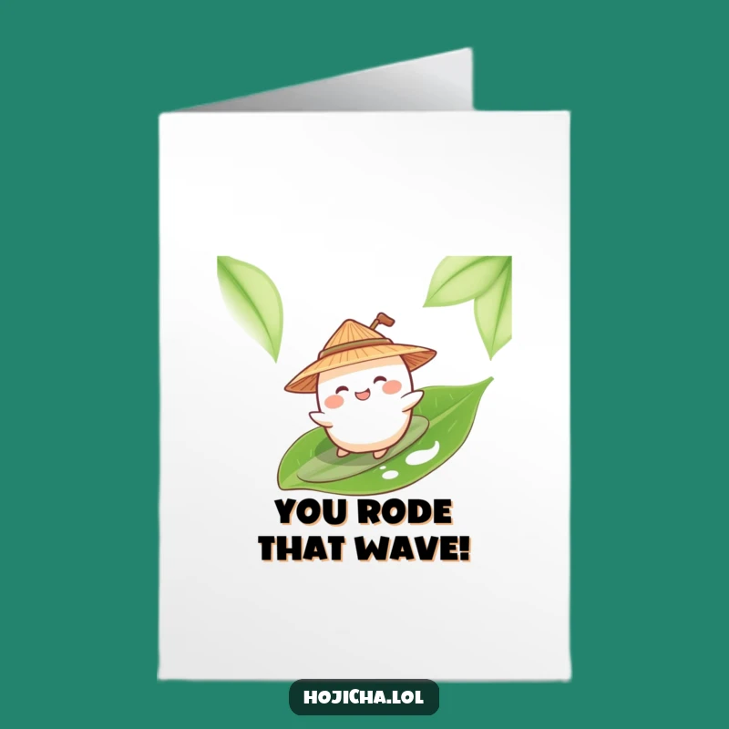 Free Printable Surfing Mochi Congrats Card: Funny Downloadable Gift for Epic Wins
