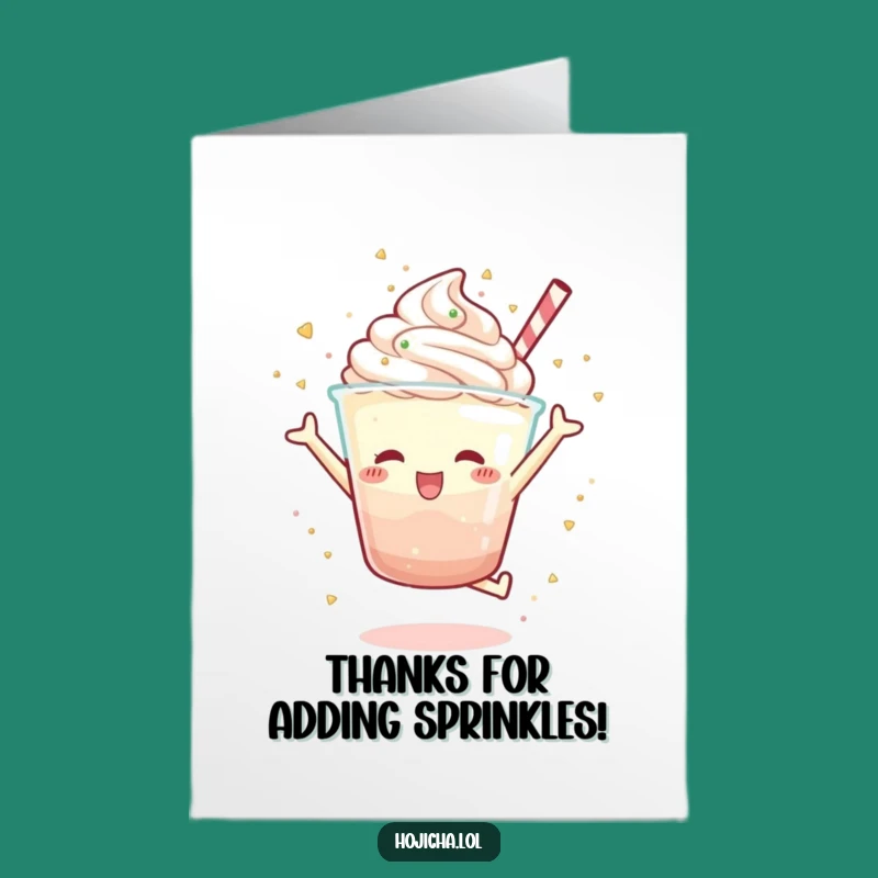 Free Printable Hojicha Parfait Thank You Card: Sprinkle Gratitude Fun Downloadable