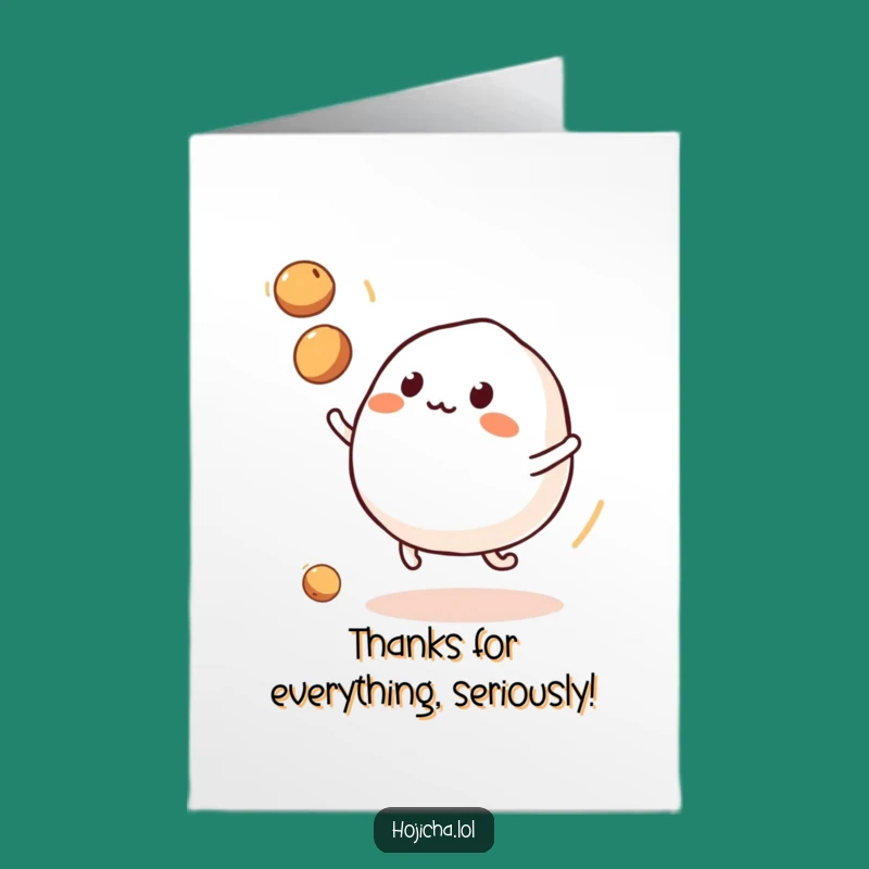 Free Printable Juggling Mochi Thank You Card: Funny Downloadable Gift for Grateful Thanks