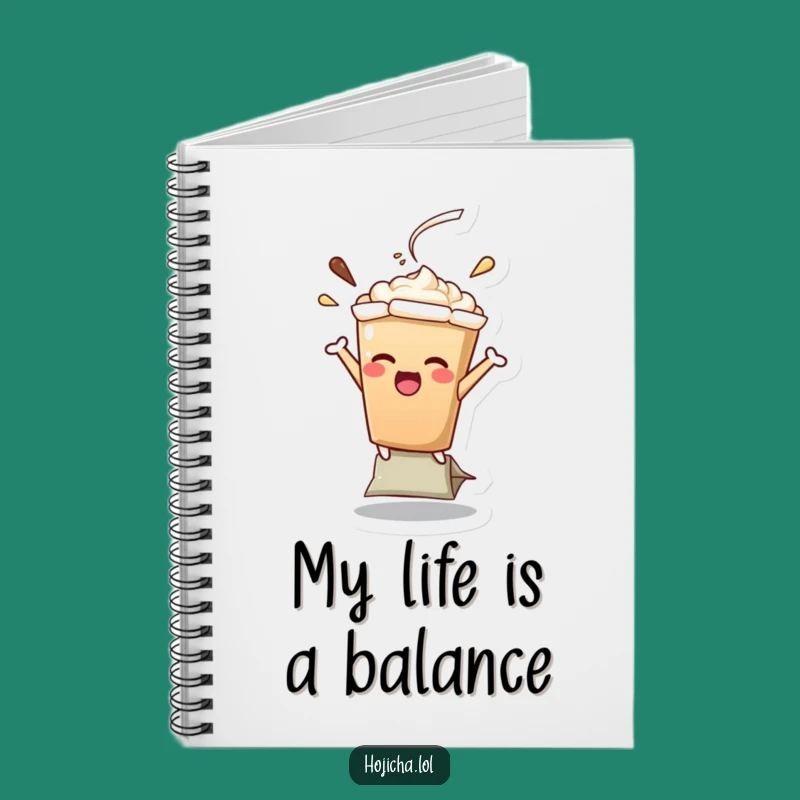 Funny Hojicha Latte Teabag Balance Notebook, Hilarious Humorous Gift for Jotting Notes