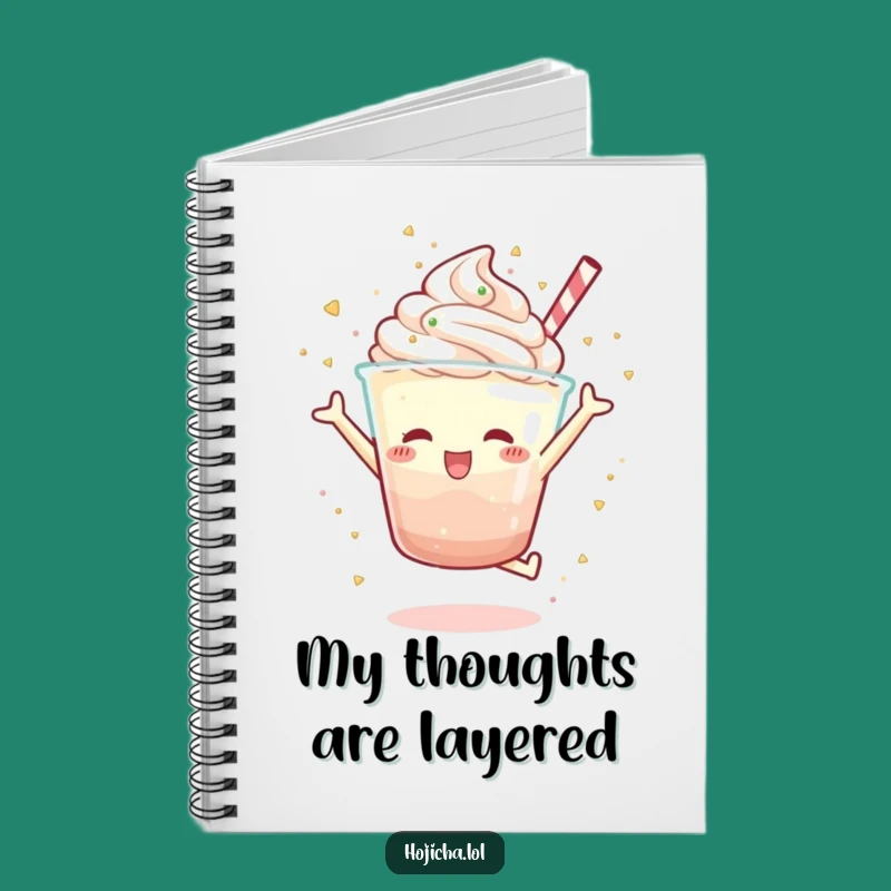 Funny Hojicha Parfait Jump Notebook, Sweet Gift for Jotting Down Delicious Ideas