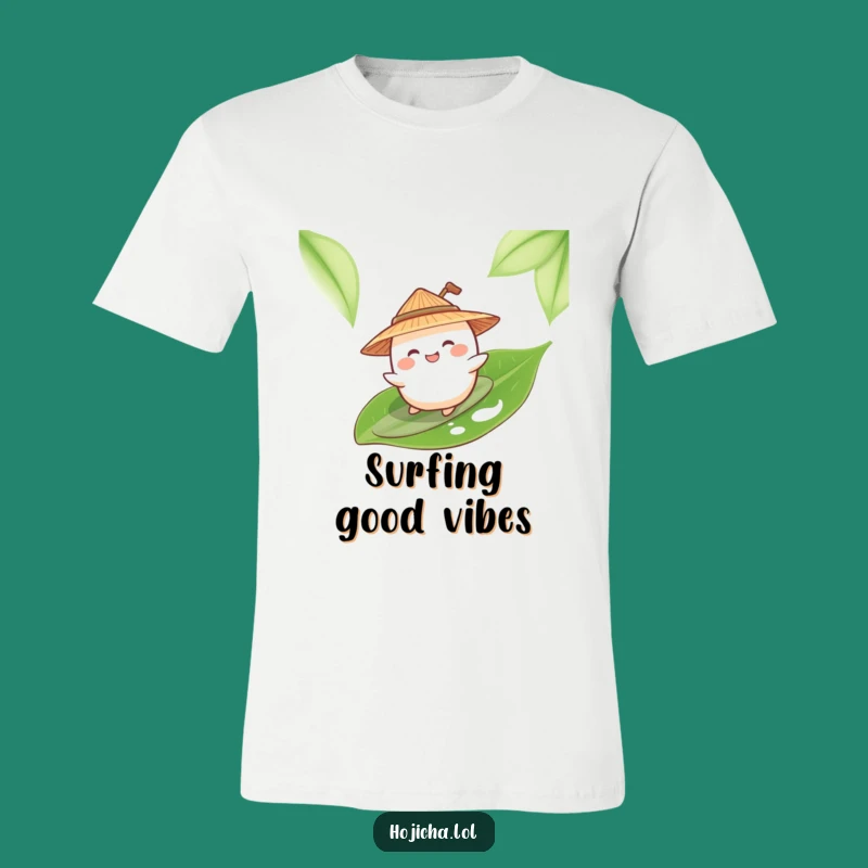 Funny Mochi Surfing Tea Leaf T-Shirt: Ride The Waves Of Humor